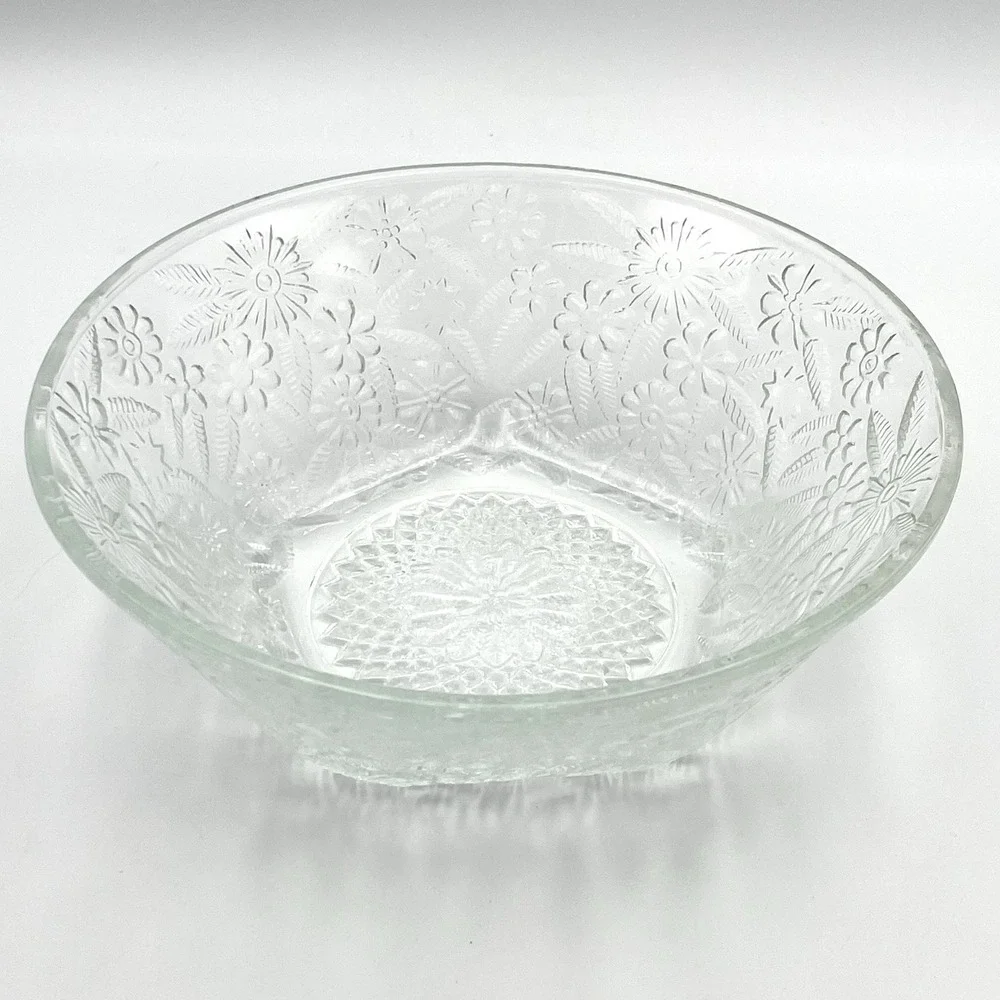 Vintage 1990s Indiana Glass Pineapple &‎ Floral Clear 7.5